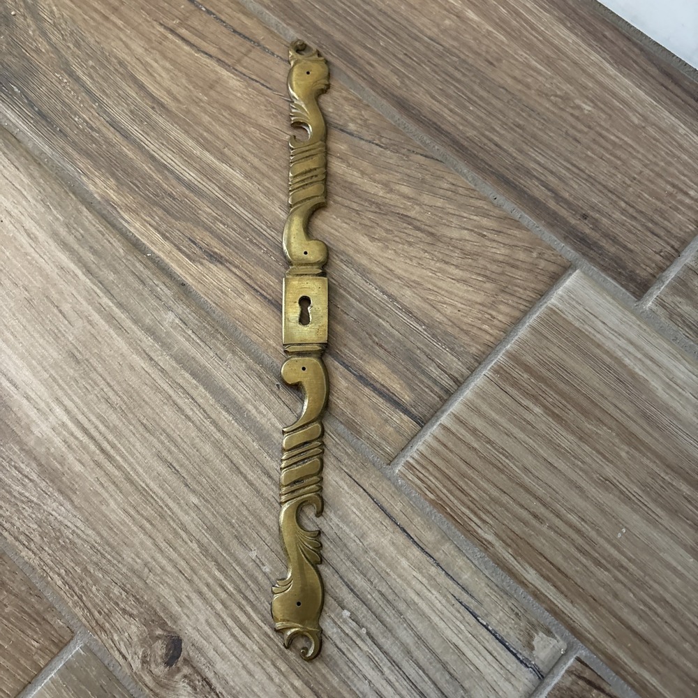 Vtg Brass Plate Hanging Key Hole Cover 13" x 1"